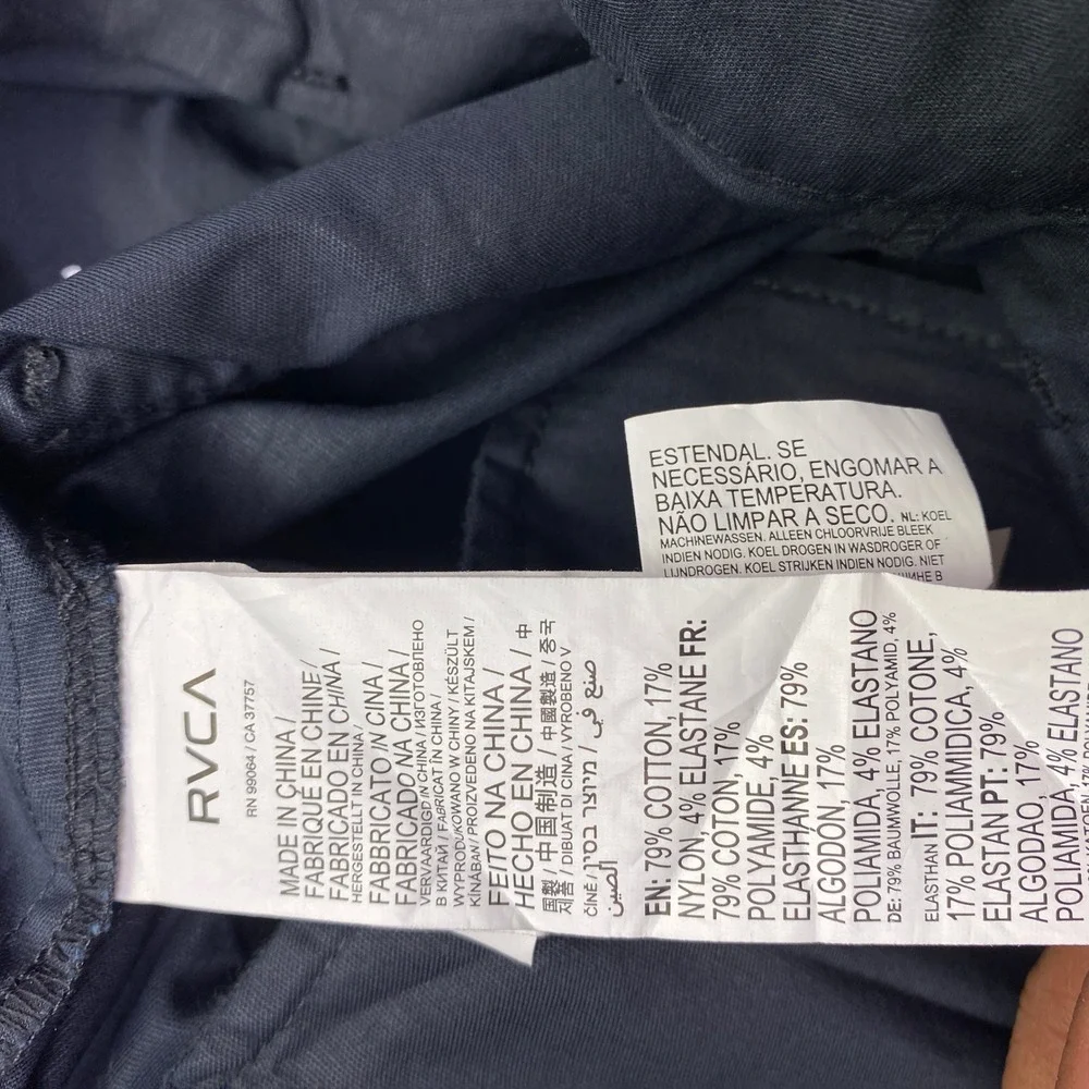 RVCA Daggers Tech Chino 2 Mens Slim Fit Pants‎ Black AVYNP00214 Size 34 NWT